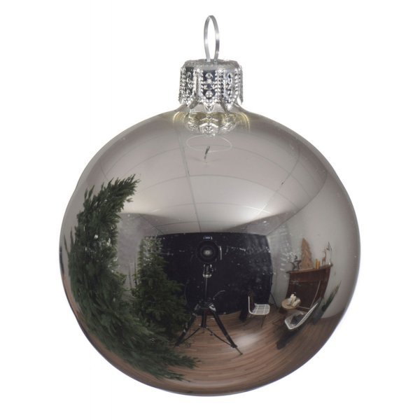 Χριστουγεννιάτικη Γυάλινη Μπάλα Ασημί Γυαλιστερή (10cm)